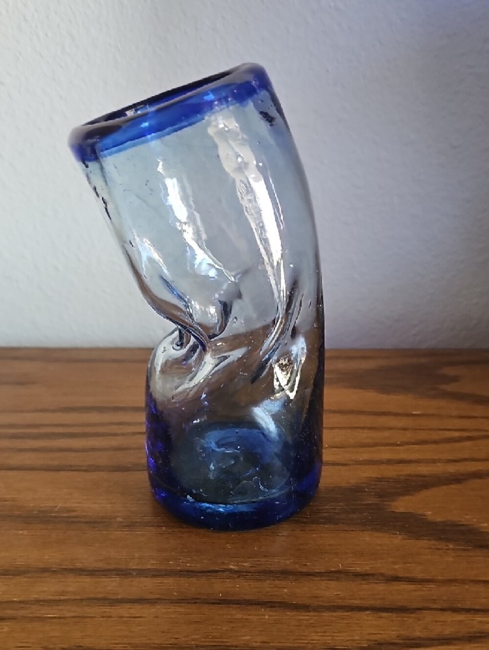 Mexico Handblown Cobalt Blue Glass Tote 3 #1 - Picture 3 of 7